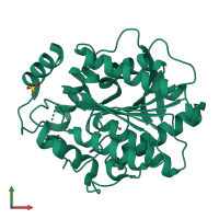 PDB entry 3v9a coloured by chain, front view.