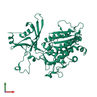 PDB entry 3vat coloured by chain, front view.