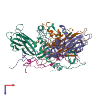 PDB entry 3vbh coloured by chain, top view.