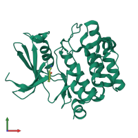 Monomeric assembly 1 of PDB entry 3vbw coloured by chemically distinct molecules, front view.