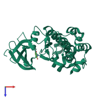 PDB entry 3vbw coloured by chain, top view.