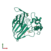 PDB entry 3vcj coloured by chain, front view.
