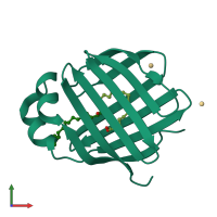 PDB entry 3vg3 coloured by chain, front view.