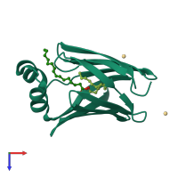 PDB entry 3vg3 coloured by chain, top view.