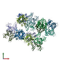 PDB entry 3vgv coloured by chain, front view.