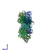 PDB entry 3vgv coloured by chain, side view.