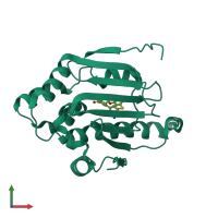 PDB entry 3vhc coloured by chain, front view.