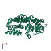PDB entry 3vj8 coloured by chain, top view.