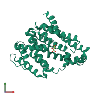 PDB entry 3vjd coloured by chain, front view.