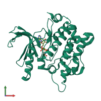 PDB entry 3vn9 coloured by chain, front view.