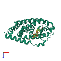 PDB entry 3vt7 coloured by chain, top view.