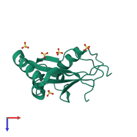 Monomeric assembly 1 of PDB entry 3vtu coloured by chemically distinct molecules, top view.