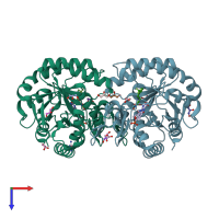 PDB entry 3w1t coloured by chain, top view.