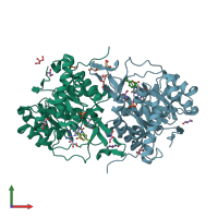 PDB entry 3w1x coloured by chain, front view.