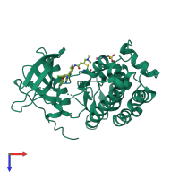 PDB entry 3w2q coloured by chain, top view.