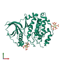 Monomeric assembly 2 of PDB entry 3w8l coloured by chemically distinct molecules, front view.