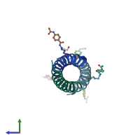 PDB entry 3w8v coloured by chain, side view.