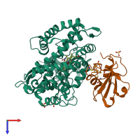 PDB entry 3w9c coloured by chain, top view.