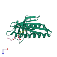 Monomeric assembly 1 of PDB entry 3w9r coloured by chemically distinct molecules, top view.
