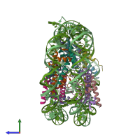 PDB entry 3waa coloured by chain, side view.
