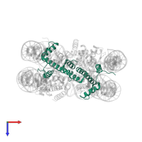 Histone H3.1 in PDB entry 3waa, assembly 1, top view.