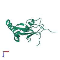 PDB entry 3wap coloured by chain, top view.