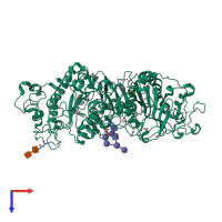 PDB entry 3wax coloured by chain, top view.