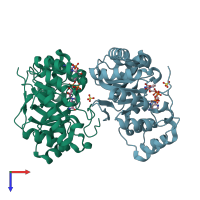 PDB entry 3wbw coloured by chain, top view.