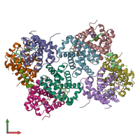 PDB entry 3wcw coloured by chain, front view.