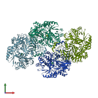 PDB entry 3wfz coloured by chain, front view.