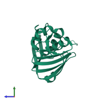 PDB entry 3wi0 coloured by chain, side view.