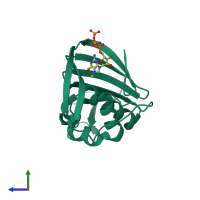 PDB entry 3wi1 coloured by chain, side view.
