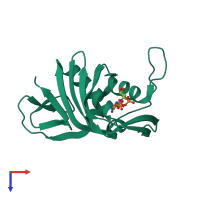 PDB entry 3wi1 coloured by chain, top view.