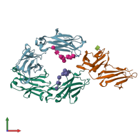 PDB entry 3wjl coloured by chain, front view.