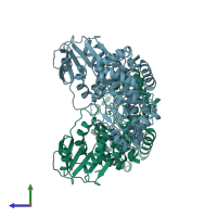 PDB entry 3wo8 coloured by chain, side view.