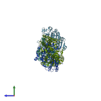 PDB entry 3wr5 coloured by chain, side view.