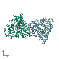 PDB entry 3wrh coloured by chain, front view.