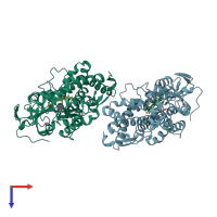 PDB entry 3wrh coloured by chain, top view.