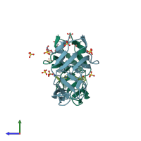 PDB entry 3wsj coloured by chain, side view.