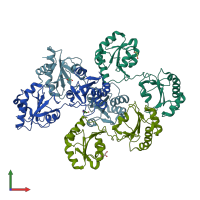 PDB entry 3wt1 coloured by chain, front view.