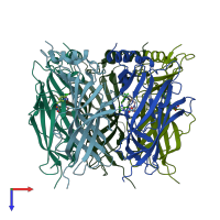 PDB entry 3wtl coloured by chain, top view.