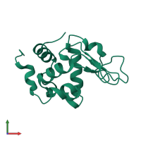 PDB entry 3wvx coloured by chain, front view.