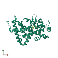 Monomeric assembly 1 of PDB entry 3wwr coloured by chemically distinct molecules, front view.