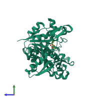 PDB entry 3wzy coloured by chain, side view.