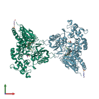 PDB entry 3x0v coloured by chain, front view.