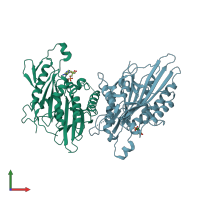 PDB entry 3x2t coloured by chain, front view.