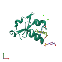 PDB entry 3x32 coloured by chain, front view.