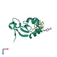 PDB entry 3x32 coloured by chain, top view.