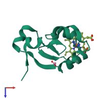 PDB entry 3x33 coloured by chain, top view.