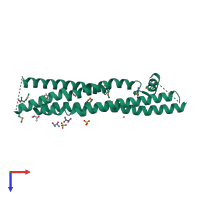 PDB entry 3zci coloured by chain, top view.